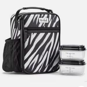 Fit and fresh zebra print lunch bag w/ two containers.